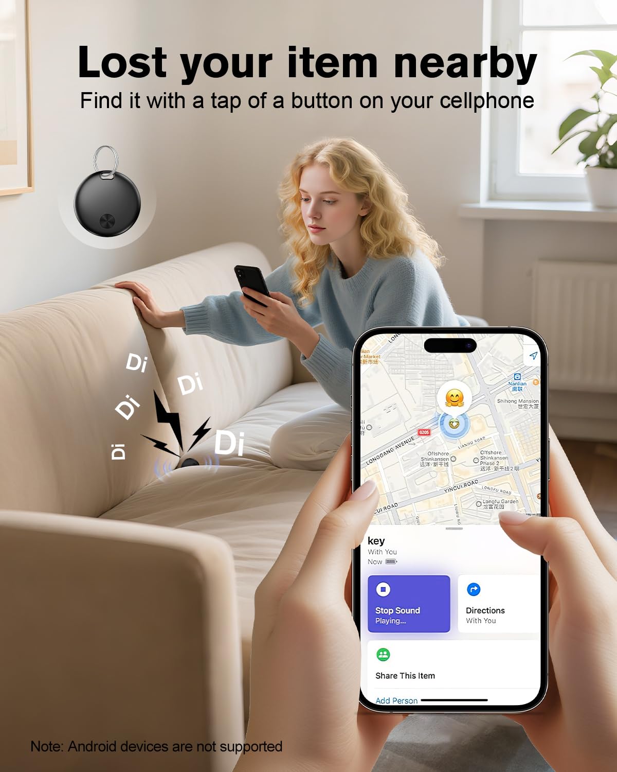 Hauibela  weTag mini  2 Air Tracker Tags-4 Pack: Smart Bluetooth Tracker, Item Finder Works with Apple Find My (iOS Only) App, Trakcer Tag Locator for Keys, Luggage, Satchel. (Not for Android Devices)