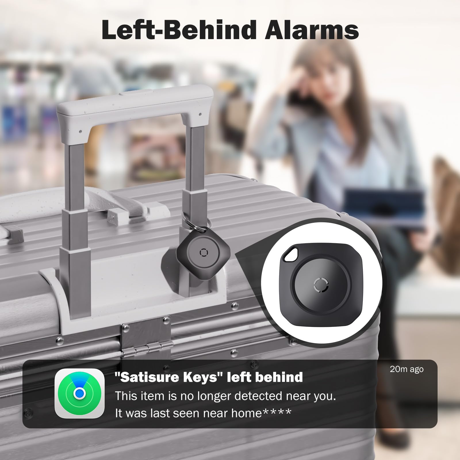 Hauibela weTag  Tracker Tags-4 Pack, Bluetooth Tracker Works with Apple Find My APP (iOS Only), Keys Finder and Item Locator for Luggage, Backpack, Suitcases, Replaceable Battery, IP67 Waterproof